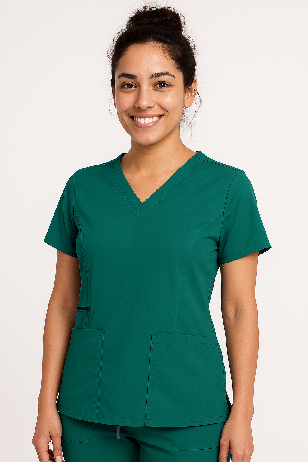 Medichic™ "Ruth" Women's V-Neck Zipper Pocket Scrub Top