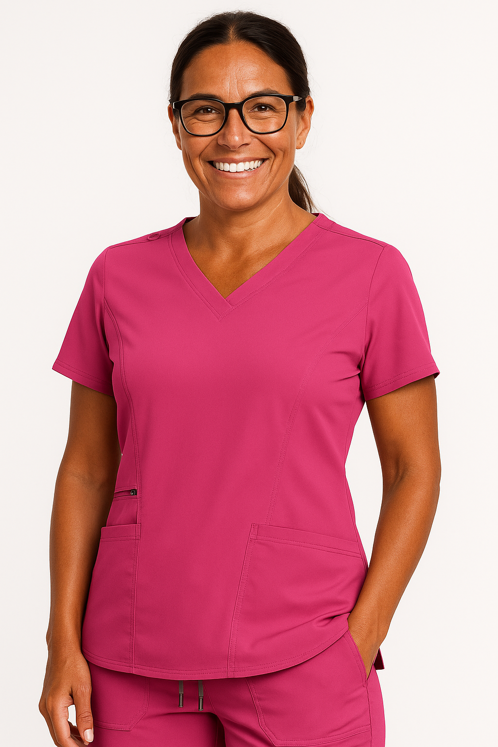 Medichic™ "Ruth" Women's V-Neck Zipper Pocket Scrub Top