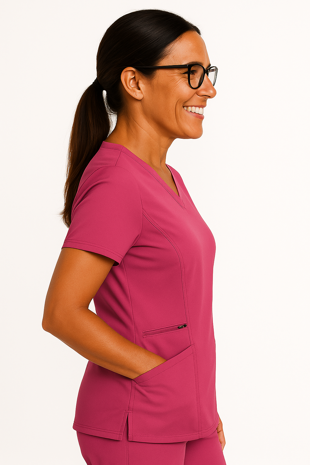 Medichic™ "Ruth" Women's V-Neck Zipper Pocket Scrub Top
